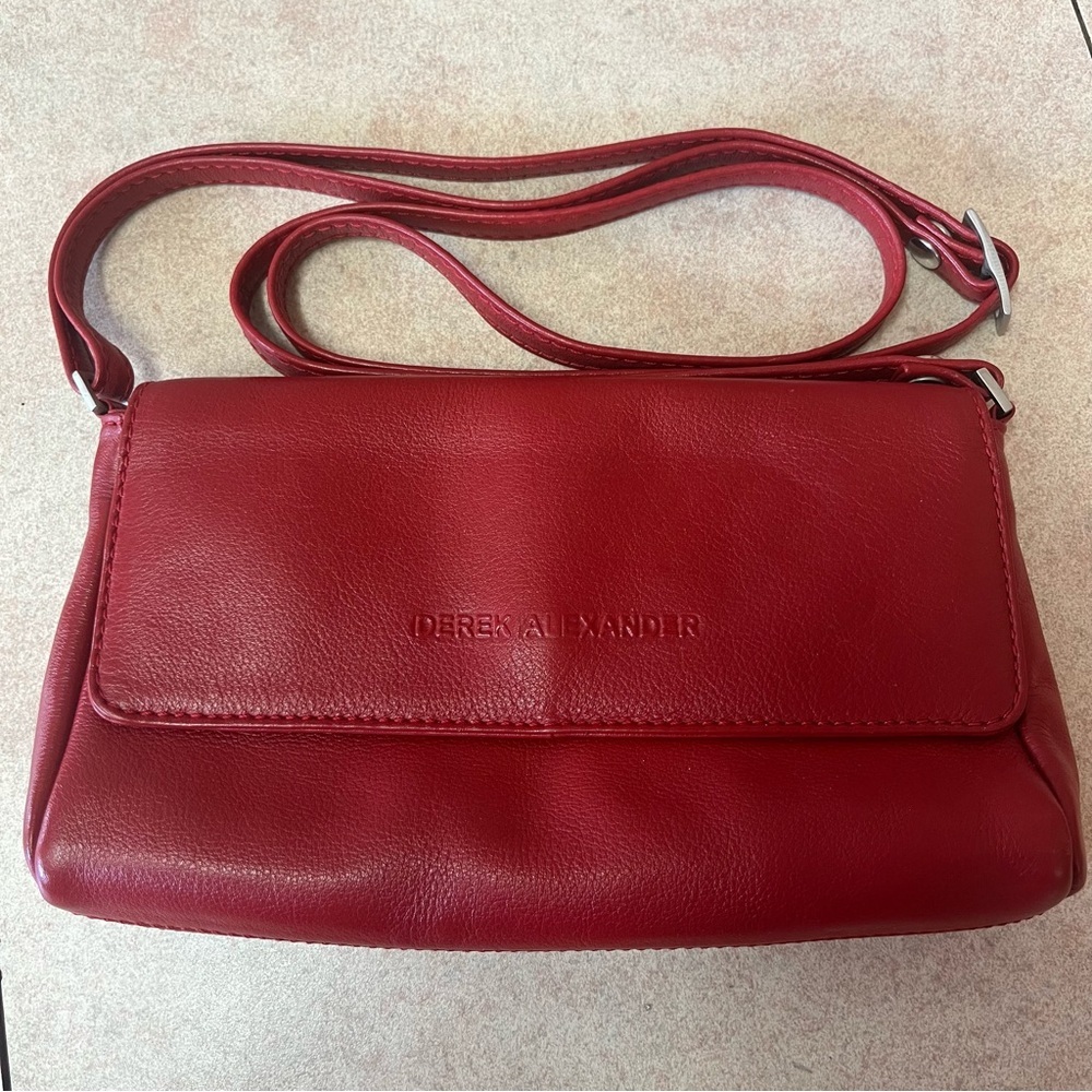 Derek Alexander Red Leather Mini Crossbody Bag Purse